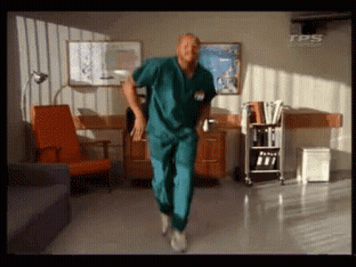 Man In Scrubs Dancing With TPS On Bottom GIF