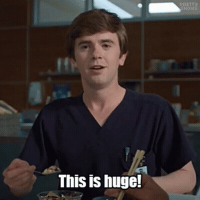 Man In Scrubs Holding Spoon And Chopsticks Saying This Is Huge GIF