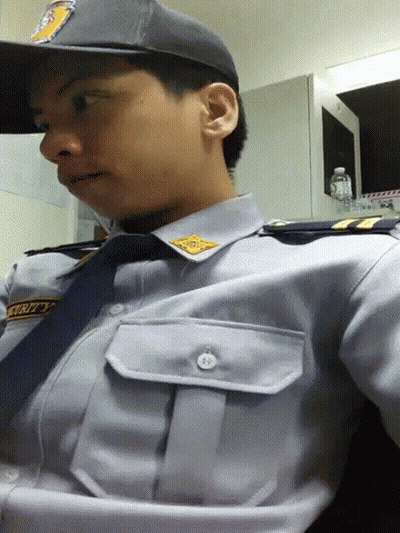 Man In Security Uniform With Black Hat GIF