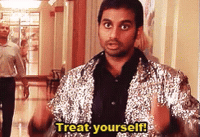 Man In Sequined Jacket Says Treat Yourself GIF