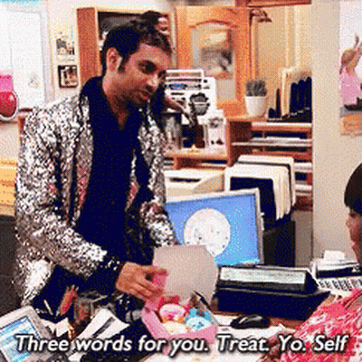 Man In Sequined Jacket Says Treat Yourself GIF