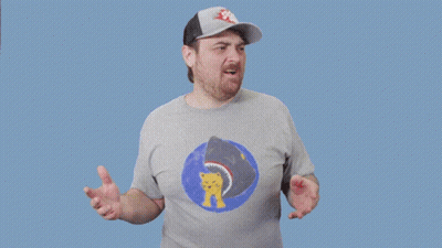 Man In Shark T-Shirt Asking For Snacks GIF