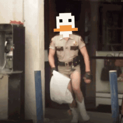 Man In Sheriff's Uniform With Duck Face GIF