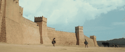 Man In Shield In Front Of Brick Wall GIF