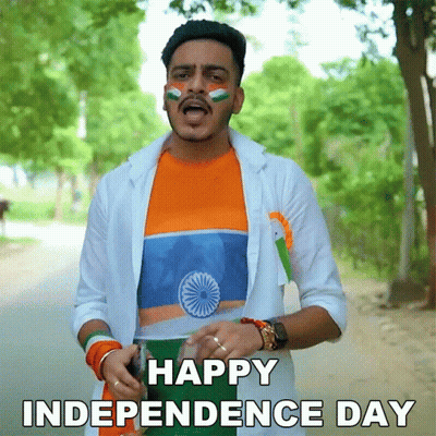 Man In Shirt Saying Happy Independence Day GIF