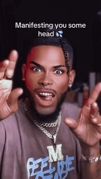 Man In Shirt Saying Manifesting You Some Head Makes Funny Face GIF