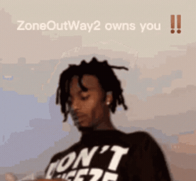 Man In Shirt Saying Zoneoutway2 Owns You GIF
