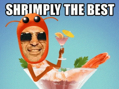 Man In Shrimp Costume Holding Martini GIF