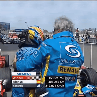 Man In Siemens Jacket Hugging Another Man GIF