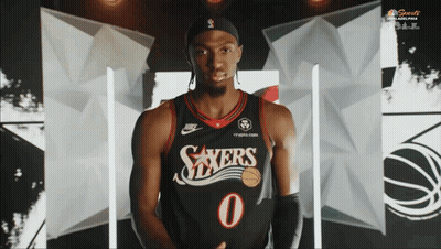 Man In Sixers Jersey Number 0 GIF