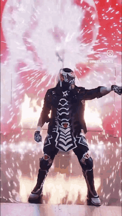 Man In Skeleton Costume Before Fire Explosion GIF
