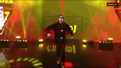 Man In Skeleton Costume Walking Stage Back In 1:55 GIF