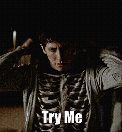 Man In Skeleton Shirt Saying Try Me GIF