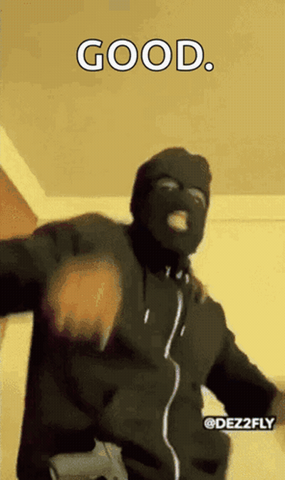 Man In Ski Mask And Hoodie Dancing Saying Good GIF