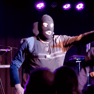 Man In Ski Mask At Concert GIF