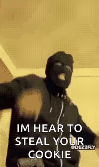 Man In Ski Mask Holding Gun Im Hear To Steal Your Cookie GIF
