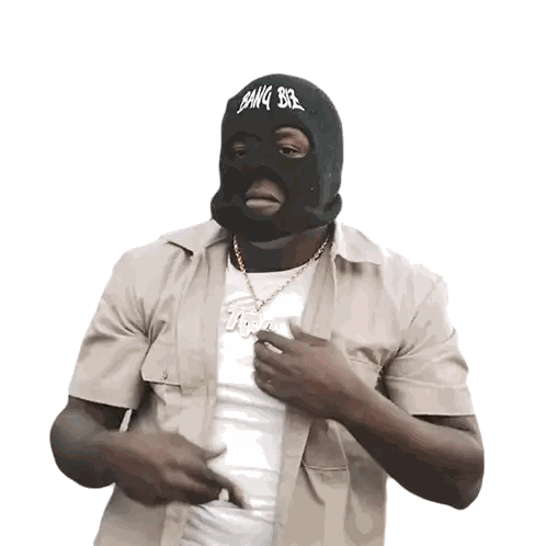 Man In Ski Mask Saying Bang Br Sticker