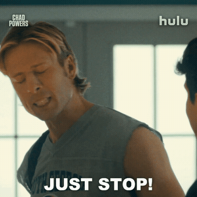 Man In Sleeveless Shirt Says Just Stop On Hulu GIF