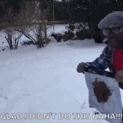 Man In Snow Holding Shovel And Paper GIF
