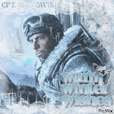 Man In Snow Warm Winter Wishes GIF