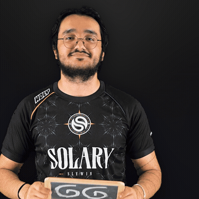 Man In Solary Shirt Holding Chalkboard Saying GG GIF