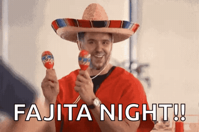 Man In Sombrero And Maracas Fajita Night GIF