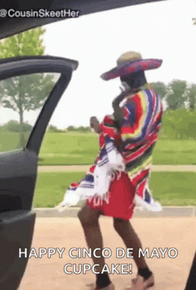 Man In Sombrero And Poncho Dancing GIF