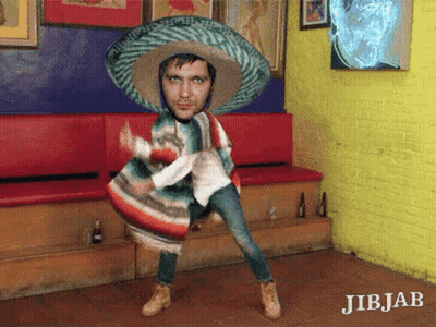 Man In Sombrero And Poncho Dancing With JibJab GIF
