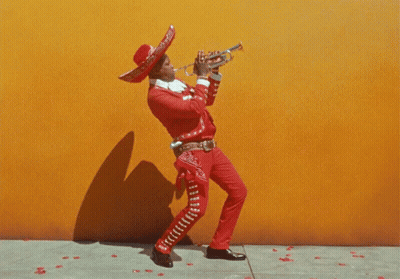 Man In Sombrero Playing Trumpet GIF