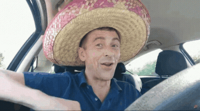 Man In Sombrero Sitting In Car GIF