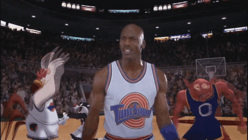 Man In Space Jam Jersey On Court GIF