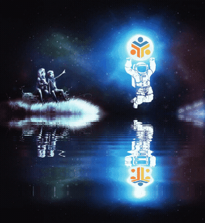Man In Space Suit Holding Glowing Ball GIF