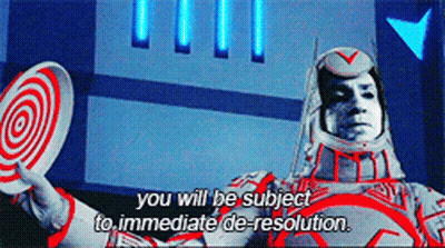 Man In Space Suit Holding Target Says You Will Be Subject To Immediate De-Resolution GIF