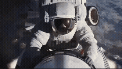 Man In Space Suit Riding Rocket GIF