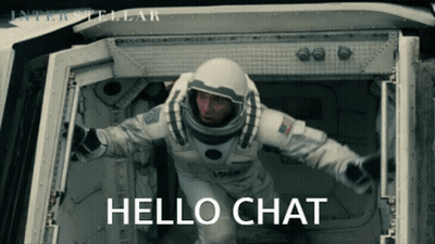 Man In Space Suit Saying Hello Chat With Interstellar Poster GIF