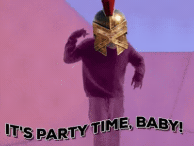 Man In Spartan Helmet Says Party Time Baby GIF