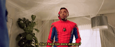 Man In Spider Man Costume Asking For More Time GIF