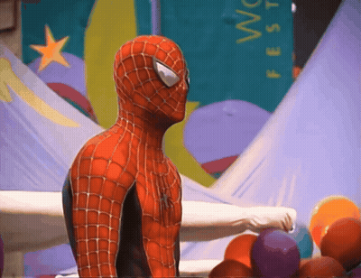 Man In Spider-Man Costume At Festival GIF