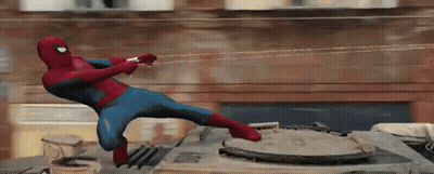 Man In Spider-Man Costume Holding Web GIF