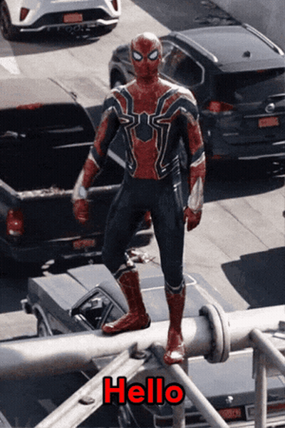 Man In Spider-Man Costume Standing On Pipe GIF