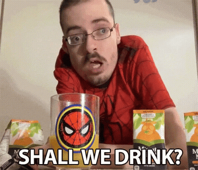 Man In Spider-Man Shirt Saying Shall We Drink GIF