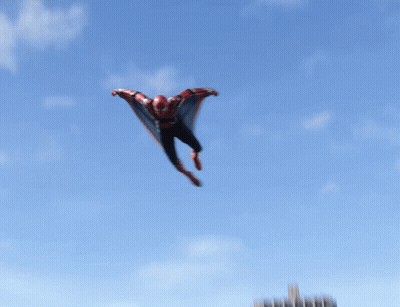 Man In Spiderman Suit Blue Sky GIF