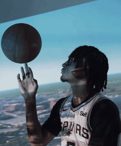 Man In Spurs Jersey Holding Basketball GIF