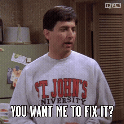 Man In St. John's Sweatshirt Asking To Fix GIF