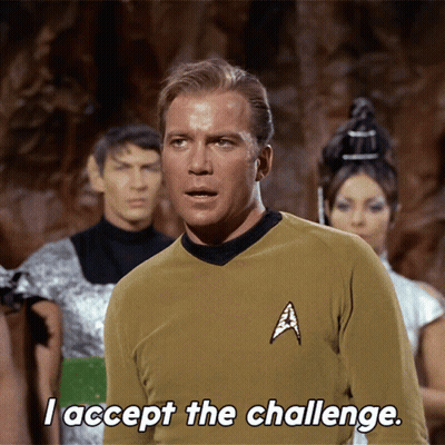 Man In Star Trek Shirt Says I Accept The Challenge GIF