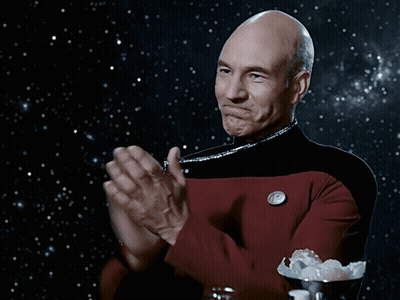 Man In Star Trek Uniform Clapping GIF
