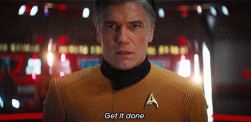 Man In Star Trek Uniform Get It Done GIF