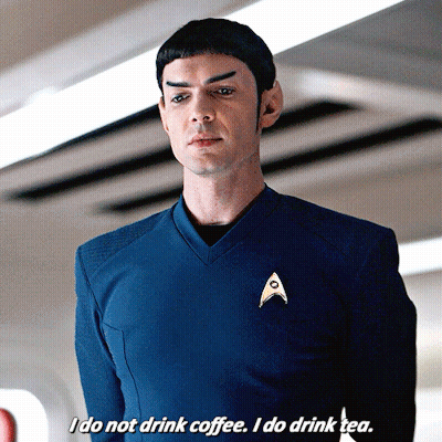 Man In Star Trek Uniform Saying I Do Not Drink Coffee I Do Drink Tea GIF