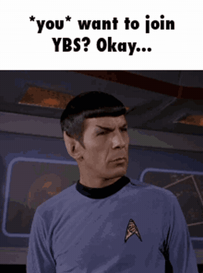 Man in Star Trek Uniform Saying Join YBS