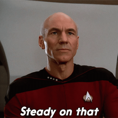 Man In Star Trek Uniform Saying Steady On That GIF